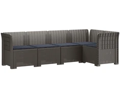 5-vietė sodo sofa su pagalvėlėmis Rataninio išvaizdos PP