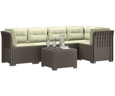 5-vietė sodo sofa su pagalvėlėmis Rataninio išvaizdos PP