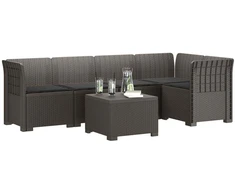 5-vietė sodo sofa su pagalvėlėmis Rataninio išvaizdos PP