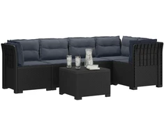 5-vietė sodo sofa su pagalvėlėmis Rataninio išvaizdos PP