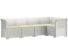 5-vietė sodo sofa su pagalvėlėmis Rataninio išvaizdos PP Balta