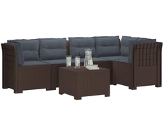 5-vietė sodo sofa su pagalvėlėmis Rataninio išvaizdos PP Ruda