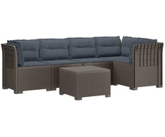 5-vietė sodo sofa su pagalvėlėmis Rataninio išvaizdos PP