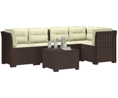 5-vietė sodo sofa su pagalvėlėmis Rataninio išvaizdos PP Ruda