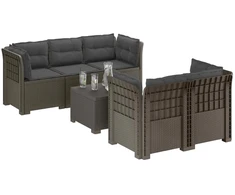 5-vietė sodo sofa su pagalvėlėmis Rataninio išvaizdos PP