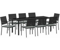 Sodo valgomojo komplektas 9 pcs Juoda ir šviesiai pilka