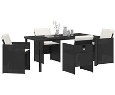 Lauko baldų komplektas Sodo valgomojo komplektas su pagalve 5 pcs Juoda poliratanas