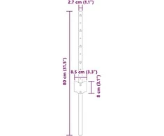 Lauko įmontuotas tvoros stulpas 5 vnt. Sidabrinė 80 cm