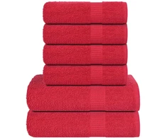 Rankšluostis Rankšluosčių rinkinys, 6vnt., raudoni, 100% medvilnė, 600g/m²