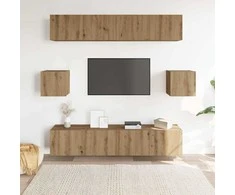 TV staliukas 6 dalių sieninis televizoriaus spintelės komplektas Artisan Oak