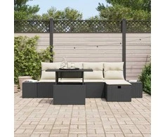 Lauko baldų komplektas Sodo Sofų Rinkinys su pagalve su saugykla 6 pcs Poli ratanas