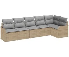 Lauko baldų komplektas Sodo Sofų Rinkinys su saugykla 6 pcs Smėlio poliratanas