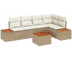 Lauko baldų komplektas Sodo Sofų Rinkinys su pagalve 6 pcs Smėlio Poli ratanas