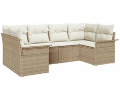 Lauko baldų komplektas Sodo Sofų Rinkinys su pagalve 6 pcs Smėlio poliratanas