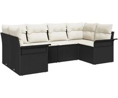 Sodo Sofų Rinkinys su saugykla 6 pcs Juoda Poli ratanas
