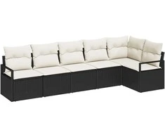 Lauko baldų komplektas Sofos komplektas 6 pcs Juoda poliratanas