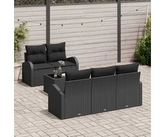 Sodo Sofų Rinkinys su saugykla 6 pcs Juoda poliratanas