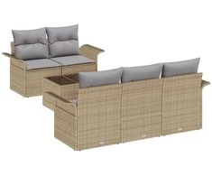 Sodo Sofų Rinkinys 6 pcs Bežinė ir pilka 55 x 55 x 37 cm