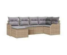 Lauko baldų komplektas Sodo Sofų Rinkinys 6 pcs smėlio ir šviesiai pilkos spalvos