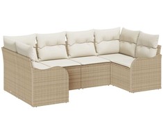 Lauko baldų komplektas Sodo Sofų Rinkinys su pagalve 6 pcs Smėlio Poli ratanas