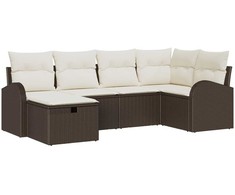 Lauko baldų komplektas Sodo Sofų Rinkinys su pagalve 6 pcs Ruda Poli ratanas