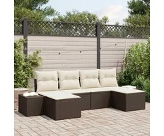 Lauko baldų komplektas Sodo Sofų Rinkinys 4 pcs Ruda ir grietinėlė poliratanas
