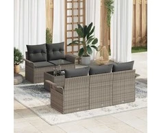 Sodo Sofų Rinkinys su pagalve 6 pcs Pilka 55 x 55 x 37 cm
