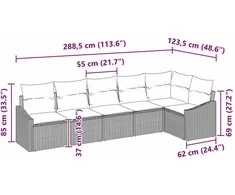 Sofos komplektas 6 vnt. Juoda poliratanas