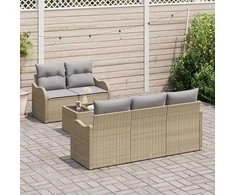 Sodo Sofų Rinkinys su pagalve su saugykla 6 pcs Bežinė ir pilka