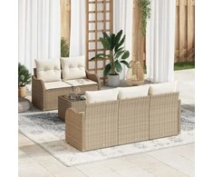 Sodo Sofų Rinkinys su pagalve 6 pcs Bežinė ir kreminė