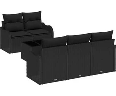 Sodo Sofų Rinkinys 6 pcs Juoda Poli ratanas, plienas ir stiklas