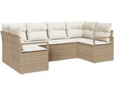 Lauko baldų komplektas Sofos komplektas su pagalve 6 pcs Smėlio poliratanas