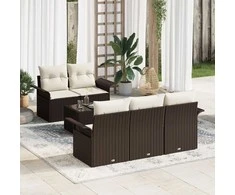 Sodo Sofų Rinkinys 6 pcs Ruda ir grietinėlė 55 x 55 x 37 cm