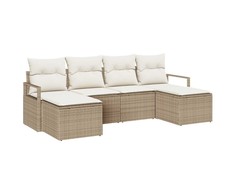 Lauko baldų komplektas Sofos komplektas 6 pcs Smėlio poliratanas