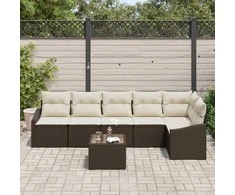 Lauko baldų komplektas Sofos komplektas su pagalve 7 pcs Ruda poliratanas