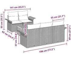 Sodo Sofų Rinkinys su saugykla 6 pcs Juoda poliratanas