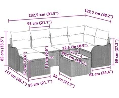 Sodo Sofų Rinkinys su pagalve 7 pcs Juoda Poli ratanas
