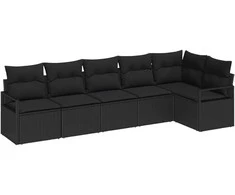 Lauko baldų komplektas Sofos komplektas 6 pcs Juoda poliratanas
