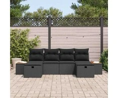 Sodo Sofų Rinkinys 6 pcs Juoda 55 x 62 x 69 cm Poli ratanas