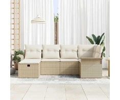 Lauko baldų komplektas Sodo Sofų Rinkinys su pagalve su saugykla 6 pcs Poli ratanas