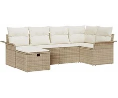 Lauko baldų komplektas Sodo Sofų Rinkinys su pagalve su saugykla 6 pcs Poli ratanas