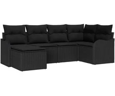 Lauko baldų komplektas Sodo Sofų Rinkinys 6 pcs Juoda poliratanas