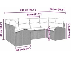 Sodo Sofų Rinkinys 6 vnt. Ruda [Sintetinė]: Poli ratanas