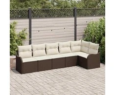 Lauko baldų komplektas Sodo Sofų Rinkinys su saugykla 6 pcs Ruda poliratanas