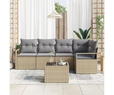 Lauko baldų komplektas Sofos komplektas 6 pcs Smėlio poliratanas