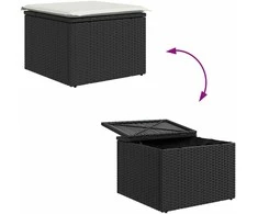 Sodo Sofų Rinkinys 6 pcs Juoda ir kreminė poliratanas
