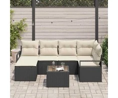 Lauko baldų komplektas Sofos komplektas 7 pcs Juoda poliratanas