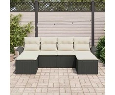 Lauko baldų komplektas Sodo Sofų Rinkinys su saugykla 6 pcs Juoda poliratanas
