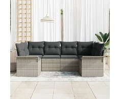 Sodo Sofų Rinkinys 6 pcs Šviesiai pilka Poli ratanas