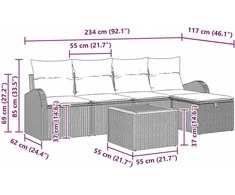 Sodo Sofų Rinkinys 6 vnt. Pilka poliratanas